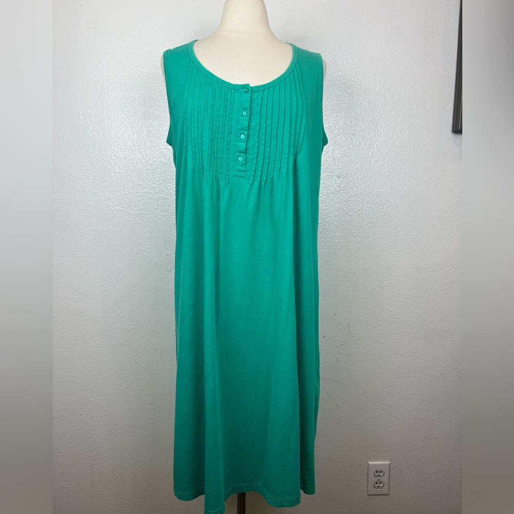Ulla Popken Green Tank Dress Womens 16/18 Blue Cotton Stretch Long